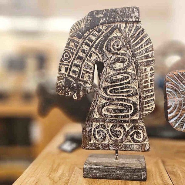 Kunstobjekt Pferdekopf Toraja Black