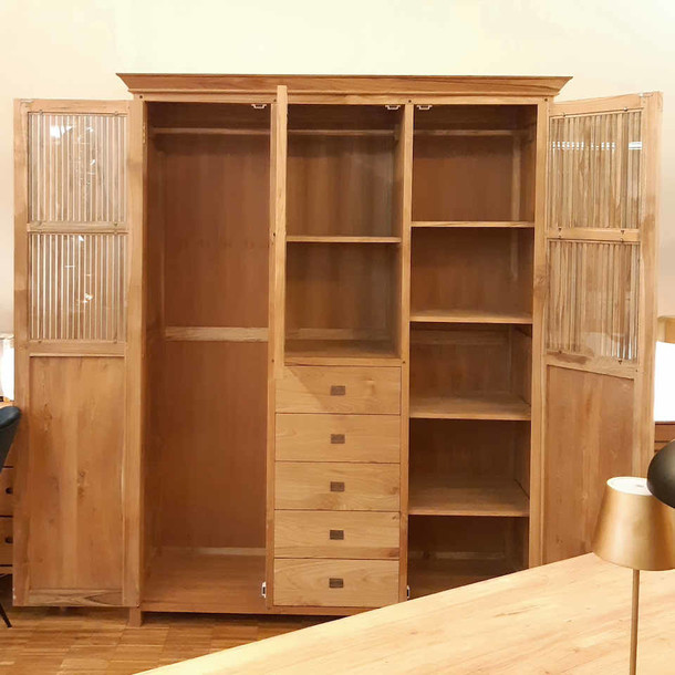 Kleiderschrank Havanna aus Teak Massivholz