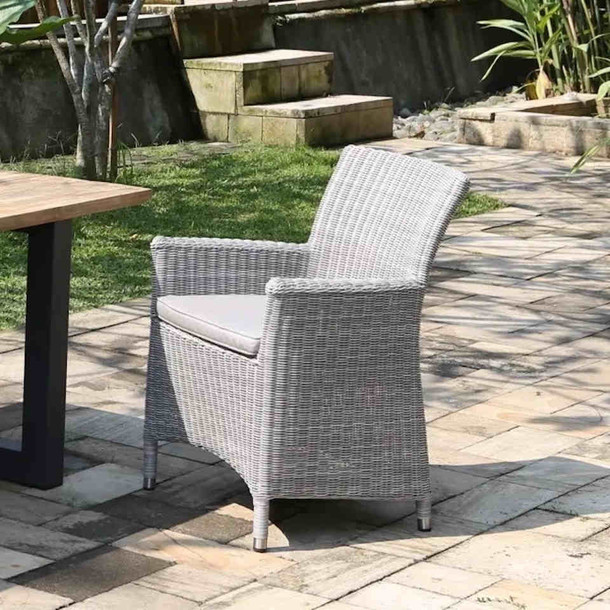 Gartenstuhl Lloyd, stabil, im Loom-Style mit Sitzpolster in der Farbe Grey