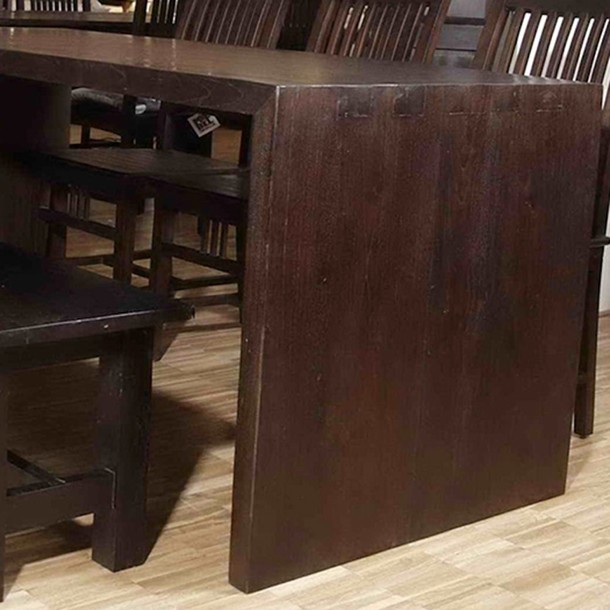 Massivholz Tisch U aus Teak in der Farbe Schwarzbraun, klarer, moderner Esstisch aus Edelholz Teak, in Handarbeit traditionellem Schreiner in der MOEBEL KOLONIE Manufaktur gefertigt, individuelles Wunsch Mass und Wunsch Farbe moeglich, Mass Moebel Meucheln ohne Aufpreis