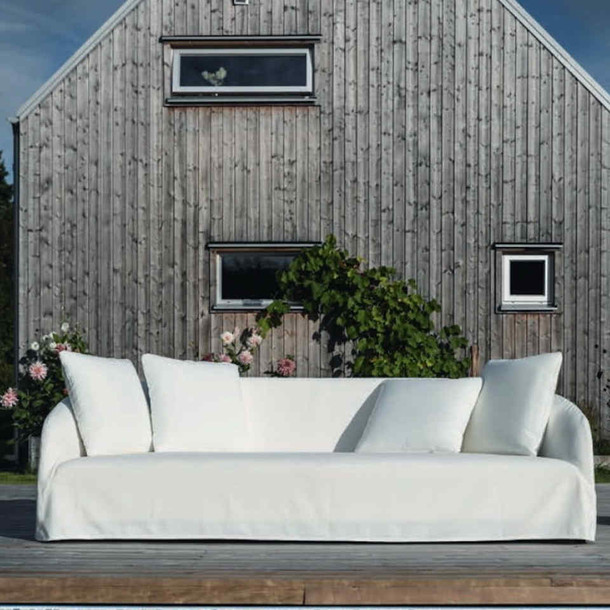 Outdoor - Sofa Dahlia mit wetterfestem Bezug, abnehmbarer Hussen Bezug, bester Sitzkomfort, Qualitaet aus Europa, Dahlia vier Sitzer Sofa, Bezug in White, Garten Moebel Muenchen, Wohnen wie im Urlaub, MOEBEL KOLONIE