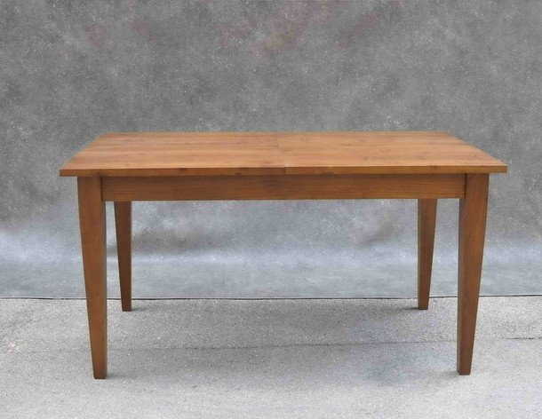 Teak Massivholz Tisch Sliding aus zertifiziertem Plantagen Edelholz, modern mit konischen Beinen, ein Schreiner Meister Stueck aus der MOEBEL KOLONIE Manufaktur, Tisch aus massivem Teak in der MOEBEL KOLONIE Farbe Sherry, Esszimmer Moebel nach Wunsch Mass, Muenchen