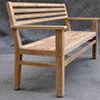 Maasivholz Teak Bank Claro, indoor und outdoor geeignet, Sitzbank mit Rueckenlehne und Armlehnen, Seitenansicht von Sitzbank Claro aus Teak Massivholz, aus Plantagenteak und aus altem Teakholz moeglich, MOEBEL KOLONIE Manufaktur und Design